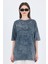 Füme Yazı Nakışlı Oversize Tişört 253017 1