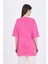 Fuşya Yazı Nakışlı Oversize Tişört 253017 5