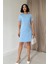 Mavi Kısa Kol Atlas Mini Elbise 1