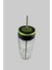 Yeşil Cam Pipetli Matara Vakumlu Kapaklı Metal Pipetli Cam Kavanoz Bardak 0,5ml 2