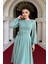 Sifon Kumaş Çiçek Detaylı Midi Elbise - Mint Yeşili 3