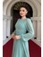 Sifon Kumaş Çiçek Detaylı Midi Elbise - Mint Yeşili 4