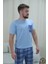 Açık Mavi Ekose Desenli Kısa Kol Erkek Pijama Takımı 3