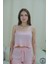 Pembe Şortlu Askılı Crop Kadın Pijama Takımı 5