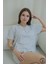 Gri Düğmeli Şortlu Kısa Kollu Kadın Pijama Takımı 2
