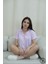 Pembe Çiçek Desenli Düğmeli Kısa Kol Kadın Pijama Takımı 2