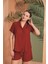 Kadın Bordo Şort Takım 27030 1