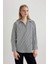 Oversize Fit Poplin Uzun Kollu Çizgili Gömlek W7702AZ24SP 3