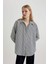 Oversize Fit Poplin Uzun Kollu Çizgili Gömlek W7702AZ24SP 4