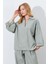 Kadın Çağla Derin V Yakalı Dirsek Kol Salaş Gömlek 3