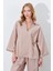 Kadın Vizon Derin V Yakalı Dirsek Kol Salaş Gömlek 1