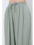 Kadın Haki Beli Lastikli Palazzo Keten Pantolon 4