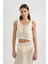 Regular Fit Triko Ajurlu Kolsuz Plaj Üstü-Fall in Love B6887AX24SM 1