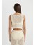 Regular Fit Triko Ajurlu Kolsuz Plaj Üstü-Fall in Love B6887AX24SM 5