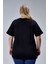 Curve Büyük Beden Siyah Boyfriend Bisiklet Yaka Yırtmaçlı Pamuk Örme T-Shirt 6