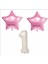 1 Yaş Bej Renk Folyo Balon, 2 Adet Pembe Yıldız Folyo Balon 1