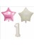 1 Yaş Bej Renk Folyo Balon, 1 Adet Pembe, 1 Adet Bej Yıldız Folyo Balon 1