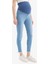 Skinny Fit Yüksek Bel Düz Paça Uzun Hamile Pantolon Z6878AZ24SP 1