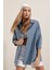 3900 Oversize Uzun Basic Gömlek - Indigo 2