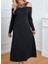 Kadın Uzun Kollu Yaka Önü Güpürlü Madonna Yaka Viskon Midi Boy Elbise 10