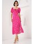 2387 Yırtmaç Detaylı Elbise - Fuşya 2