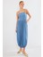 Ahes Shopping 2492 Askılı Örme Salopet Elbise - Indigo 7
