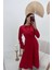 Kırmızı Saten Uzun Elbise 4