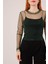 Transparan Yeşil Tül Basic Bluz 2