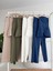Straplez Büstiyerli Plazzo Pantolonlu Çizgili Takım 10151 10