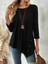 Kadın Uzun Kollu Bisiklet Yaka Etek Ucu Asimetrik Kesim Düğme Detaylı Viskon Bluz 6