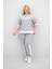 Kadın Büyük Beden Kısa Kollu Nakış Detaylı Garnili Eşofman Takımı 8192-25 3