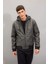 Su İtici Slim Fit Dar Kesim Çıkarılabilir Kapüşonlu Fermuarlı Cepli Suni Deri Mont N9682AZ24WN 3