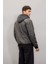 Su İtici Slim Fit Dar Kesim Çıkarılabilir Kapüşonlu Fermuarlı Cepli Suni Deri Mont N9682AZ24WN 5