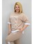 Kadın Büyük Beden Kısa Kollu Nakış Detaylı Garnili Eşofman Takımı 8192-25 4