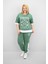 Kadın Büyük Beden Kısa Kollu Nakış Detaylı Garnili Eşofman Takımı 8192-25 2