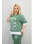 Kadın Büyük Beden Kısa Kollu Nakış Detaylı Garnili Eşofman Takımı 8192-25 4