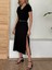 Kadın Kısa Kollu V Yaka Maxi Boy Elbise 124 cm 6