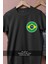 Oversize Brezilya Küçük Bayrak Logo Cep Tasarımlı Unisex T-Shirt 2