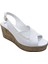 Hermosa - Kadın Dolgu Topuklu Hakiki Deri Sandalet - Beyaz - 37 4