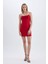 Bodycon Kare Yaka Kırmızı Askılı Mini Elbise D3265AXNS 4