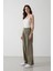 Wide Leg Klasik Kumaş Pantolon Geniş Bol Paça Kareli Çift Cepli Yüksek Bel Piliseli Standart Boy D4439AX24AU 4