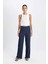 Bürümcük Pantolon Lacivert Wide Leg Geniş Bol Paça Beli Lastikli C0200AX24AU 2