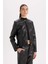 Regular Fit Fermuarlı Suni Deri Mont Y7156AZ25SP 5