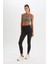 Fit Yüksek Bel Beli Saran Esnek Basic Düz Sporcu Tayt B4147AX25SP 3