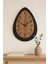 Dekoratif Damla Tasarımlı Duvar Saati – Ahşap & Siyah Modern 45 cm 2
