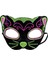 Siyah Kadife Kaplama Üzeri Pembe Yeşil Sim Işlemeli Kedi Maskesi 20X13 cm (5047) 1
