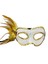 Altın Renk Yandan Tüylü Pul Payet Işlemeli Parti Maskesi 23X12 cm (5047) 1