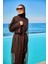 Kahverengi Tül Kimono – Tesettür Plaj Kimonosu P2501-4 1