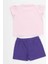 Kız Çocuk Pembe T-Shirt ve Mor Kısa Şort Yazlık Takım ile Eğlenceli Yaz Teması 4