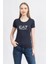 Kadın Bisiklet Yaka T-Shirt Lacivert 1